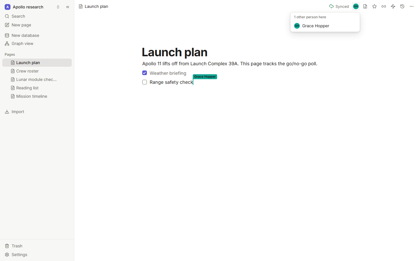 Two people editing the same page with visible cursors